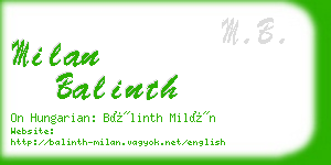 milan balinth business card